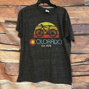 Colorado T-Shirt Mens Large Bicycle Graphic Retro Sunset Mountain Bike Cycling